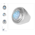 ANNEAU D&#39;ENGAGEMENT D&#39;ARGENT 925 STERLING AVEC LA BIJOULE TRADITIONNELLE LARIMAR NATURAL GEMSTONE